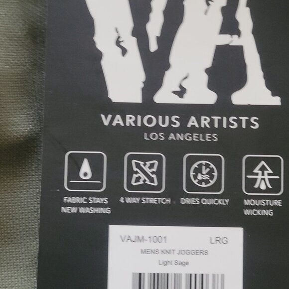 Various Artists LA Jogger Activewear Pants L. Sage Green, Black/White Striped. - Picture 7 of 7